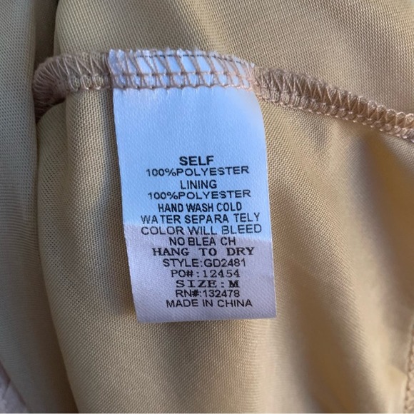 Glam Flirty satin long sleeve tan mini dress women’s size medium - Picture 7 of 11